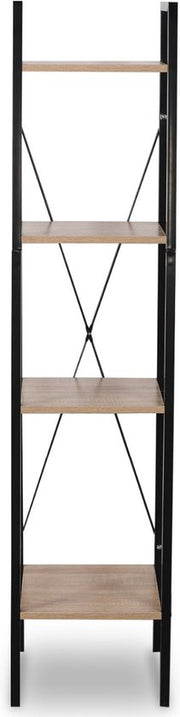 Boekenkast Dita industrieel - 4 lagen - Bruin - Boekenrek - Woonkamer, slaapkamer en kinderkamer - Hout - Wit - 34 x 35 x 148 cm