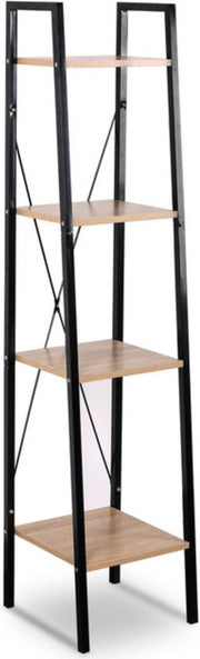Boekenkast Dita industrieel - 4 lagen - Bruin - Boekenrek - Woonkamer, slaapkamer en kinderkamer - Hout - Wit - 34 x 35 x 148 cm