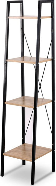 Boekenkast Dita industrieel - 4 lagen - Bruin - Boekenrek - Woonkamer, slaapkamer en kinderkamer - Hout - Wit - 34 x 35 x 148 cm