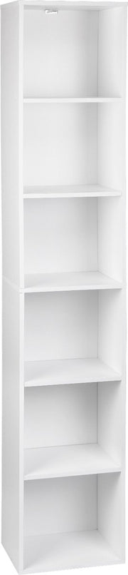 Happyment Boekenkast Nola - Opbergrek -5 Lagen - Open Planken - Kantoor - Woonkamer - Slaapkamer - 30x24x132 cm - Wit