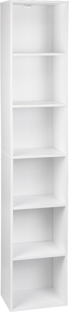 Happyment Boekenkast Nola - Opbergrek -5 Lagen - Open Planken - Kantoor - Woonkamer - Slaapkamer - 30x24x132 cm - Wit