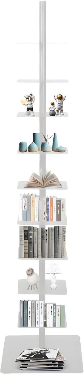 Boekentoren - Wit - Boekenrek voor thuis, kantoor of woonkamer - 9 lagen - 170cm