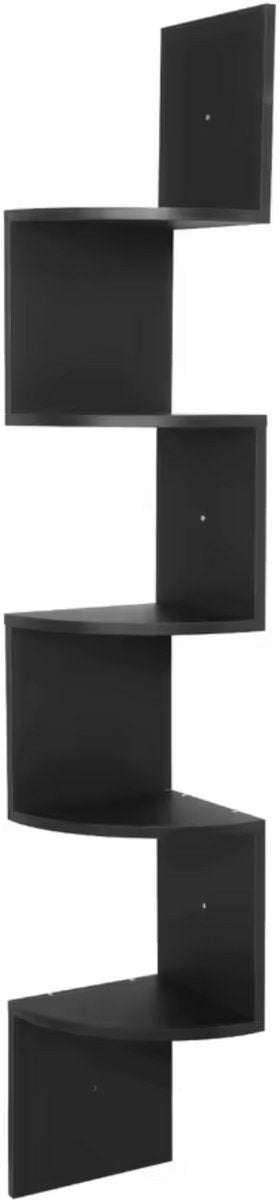 Happyment Zwevende Boekentoren - Wandplank voor tegen de muur - Boekenplank - Wandplanken - Wandrek - Fotoplank kinderkamer - Zwart - Hout MDF