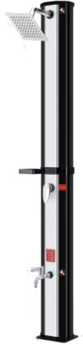 Zonneverwarmde Buiten Douche Zyrell - Tuindouche - Kampeerdouche - Voor Tuin, Camping, Zwembad & Strand - Met Douchekop en Mengkraan - 35L - Zwart & silver