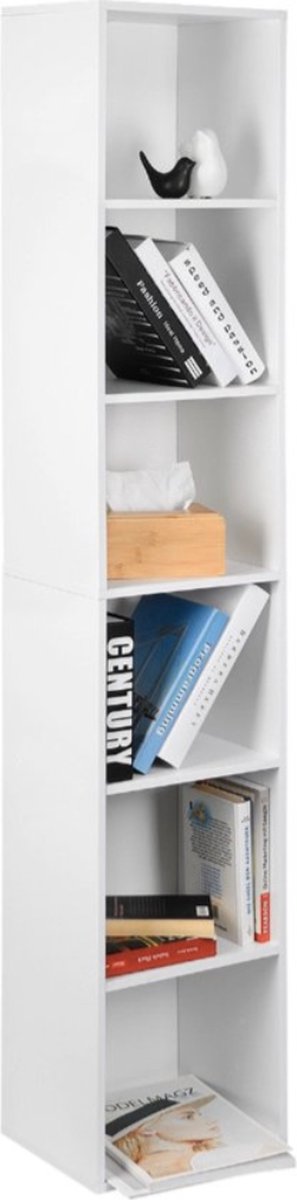 Bolt Edge Boekenkast - Wit - 6 vakken - Voor woonkamer of slaapkamer - 30x23.5x158.4cm