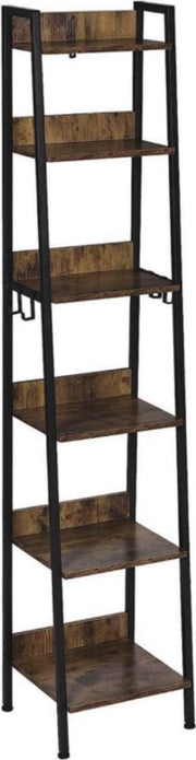 Bolt Edge Industriële Boekenkast - 6 Lagen - Zwart/Bruin - Boekenrek - Hout & Metaal - 41 x 187 x 36 cm