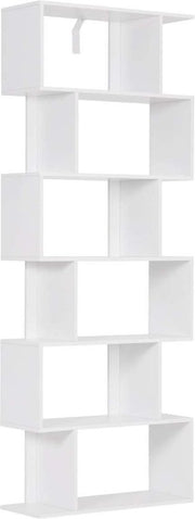 Happyment Boekenkast Daggo OPEN - 6 Vakken - Wit - Boekenkast - Boekenrek - Woonkamer, slaapkamer en kinderkamer - Hout - 60x23.5x160CM