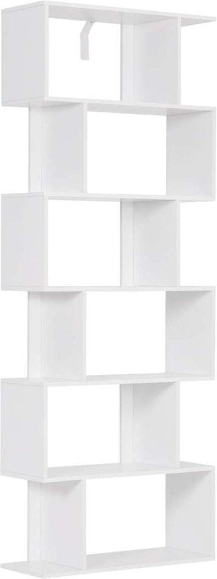 Happyment Boekenkast Daggo OPEN - 6 Vakken - Wit - Boekenkast - Boekenrek - Woonkamer, slaapkamer en kinderkamer - Hout - 60x23.5x160CM