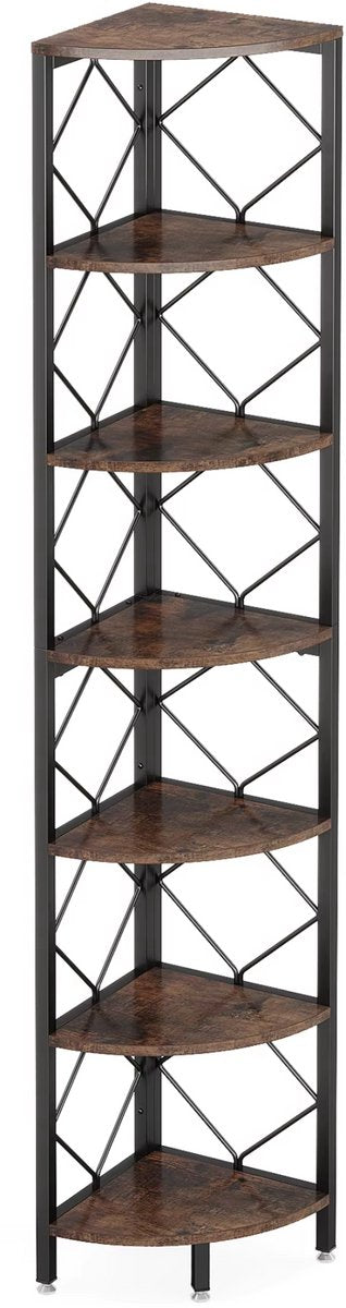 Hoekkast Valido - Boekenkast - 7 lagen - Hoekboekenplank - Hoekkast -200cm - Opbergrek - Hoekmeubel