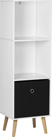 Boekenkast Modern - 3 Lagen - Inclusief Lade - Wit/Zwart - 36x30x114cm - Boekenplank - Woonkamer, slaapkamer en kinderkamer - Hout - MDf