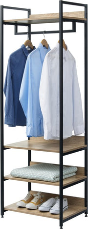 Happyment Staande Kapstok Hubert - Met schoenenrek - Vintage - XL Garderoberek - Kapstokhaak - Hout & metaal - 3 planken