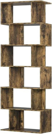 Bolt Edge Boekenkast - 6 Vakken - Bruin - Houten Boekenkast - 60x23.5x160CM
