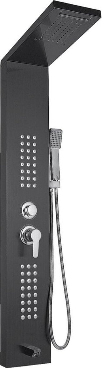 Happyment Compleet Douchesysteem - Doucheset - Mat Zwarte Hoofddouche en Handdouche - Massage Douche - Vierkante Regendouche voor Badkamer - 3 Douche Koppen
