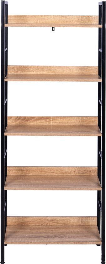Bolt Edge Boekenkast - Industrieel - Zwart/Oak - 60x27.5x126cm - 5 Planken