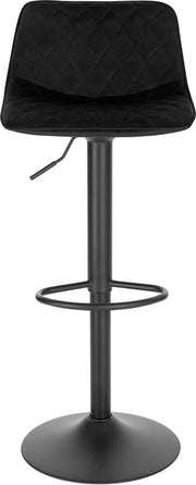Barkruk Tornia deluxe - Industrial - Zwart - Barkrukken set van 2 - Barstoel Kruk - Barstoelen met rugleuning - Keukenstoel - In hoogte verstelbaar - Velvet
