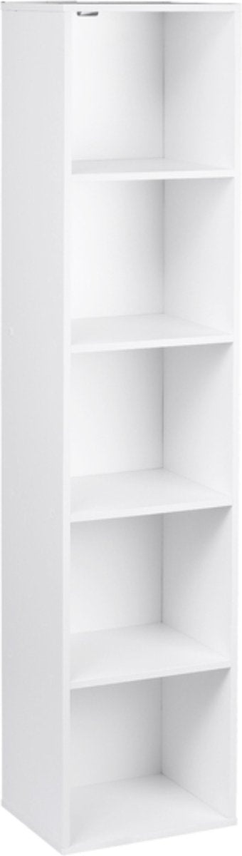 Happyment Boekenkast Mali - Opbergrek - 6 Lagen - Open Planken - Kantoor - Woonkamer - Slaapkamer - 30x24x158.5 cm - Wit