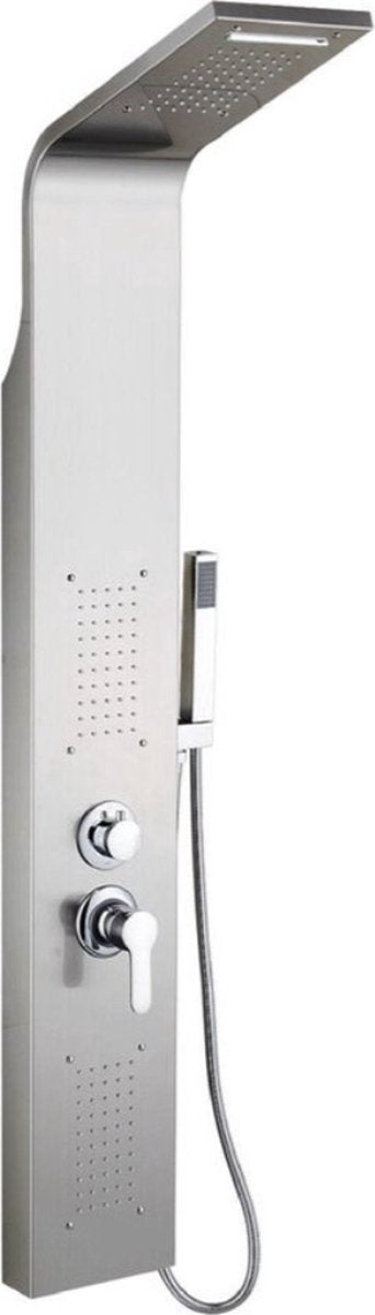 Happyment Compleet Douchesysteem - Doucheset - Hoofddouche & Handdouche - Massage Douche - Vierkante Regendouche voor Badkamer - 2 Douche Koppen - Zilver