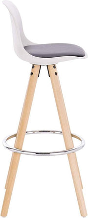 Hoge Barkruk Vida - Zithoogte 75cm - Grijs/wit - Set van 1 - Keuken - Barstoelen - Met rugleuning - Kunstleer - Bruin frame