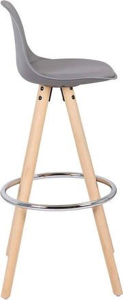 Hoge Barkruk Dublin - Zithoogte 75cm - Grijs - Set van 1 - Keuken - Barstoelen - Met rugleuning - Kunstleer - Bruin frame