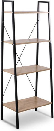 Bolt Edge Boekenkast - Industrieel - Zwart/eiken - 4 Lagen - 60x35x148cm - Woonkamer/Slaapkamer