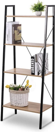 Bolt Edge Boekenkast - Industrieel - Zwart/eiken - 4 Lagen - 60x35x148cm - Woonkamer/Slaapkamer