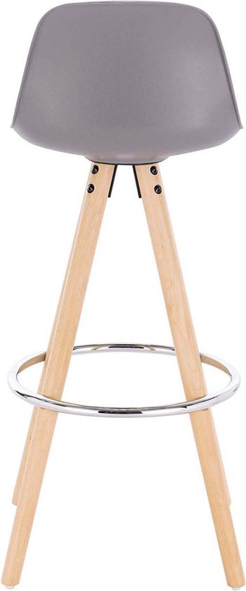 Hoge Barkruk Dublin - Zithoogte 75cm - Grijs - Set van 1 - Keuken - Barstoelen - Met rugleuning - Kunstleer - Bruin frame