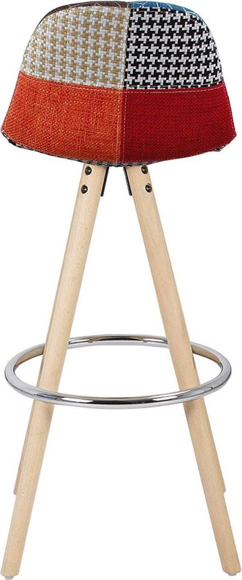 Hoge Barkruk Color - Zithoogte 75cm - Set van 1 - Keuken - Barstoelen - Met rugleuning - Linnen - Zwart frame