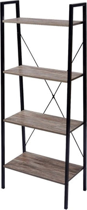 Bolt Edge Boekenkast - Industrieel - 4 lagen - Zwart/hout - 60x35x148cm