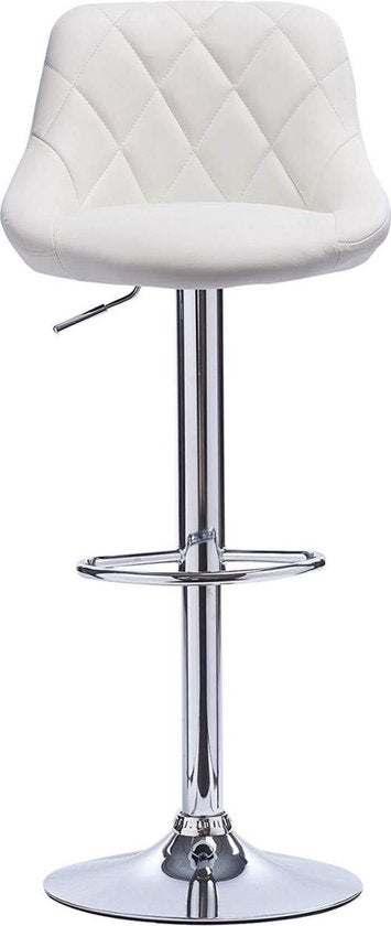 Designer Barkruk Lica - Met rugleuning - Stevig - Ergonomische barstoel - Zithoogte 60 - 82cm - Wit - Set van 2 - Keuken en bar - In hoogte verstelbaar