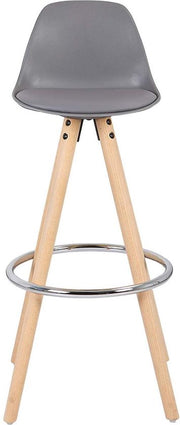Hoge Barkruk Dublin - Zithoogte 75cm - Grijs - Set van 1 - Keuken - Barstoelen - Met rugleuning - Kunstleer - Bruin frame