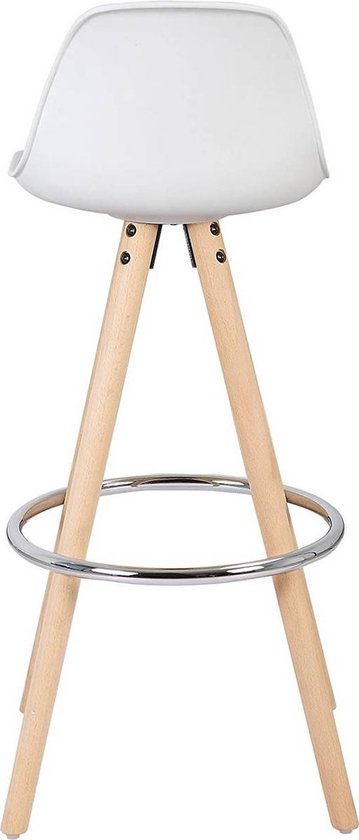 Hoge Barkruk - Zithoogte 75cm - Wit - Kunstleer - Met rugleuning - Set van 1