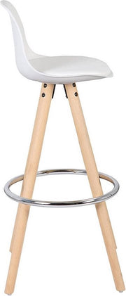 Hoge Barkruk - Zithoogte 75cm - Wit - Kunstleer - Met rugleuning - Set van 1