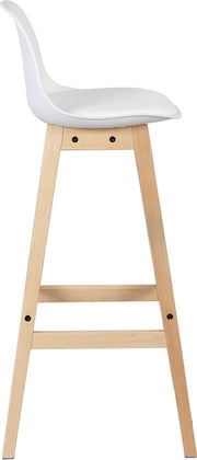 Barkruk Tido Industrial - Wit - Barkrukken set van 2 - Barstoel Kruk - Barstoelen met rugleuning - Keukenstoel - Kunstleer