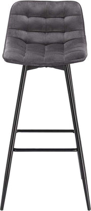 Barkruk Ditta Industrial - Donkergrijs - Barkrukken set van 2 - Barstoel Kruk - Barstoelen met rugleuning - Keukenstoel - Velvet