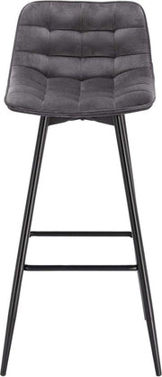 Bolt Edge Barkruk Industrial - Donkergrijs - Set van 2 - Barstoel met rugleuning - Velvet Keukenstoel