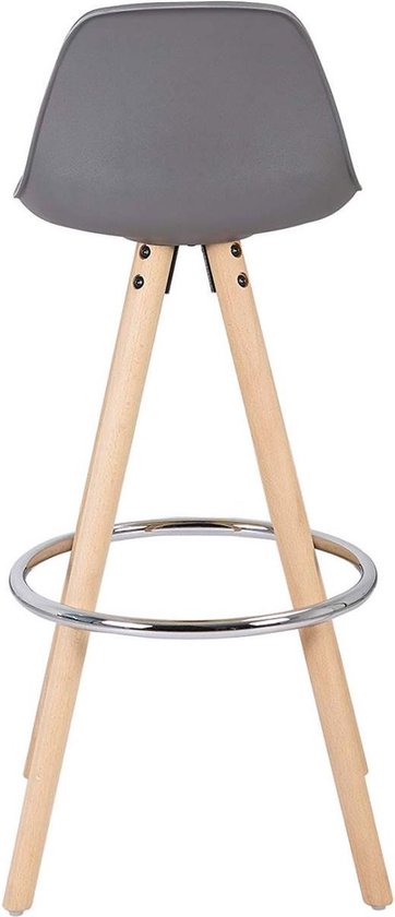 Hoge Barkruk - Grijs - Kunstleer - Zithoogte 75cm - Met rugleuning - Set van 1