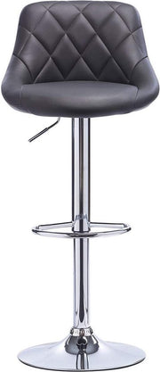 Designer Barkruk Daria - Met rugleuning - Stevig - Ergonomische barstoel - Zithoogte 60 - 82cm - Grijs - Set van 2 - Keuken en bar - In hoogte verstelbaar