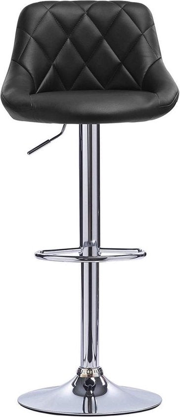 Barkruk - Rugleuning - Ergonomisch - Verstelbaar - Zithoogte 60-82cm - Zwart