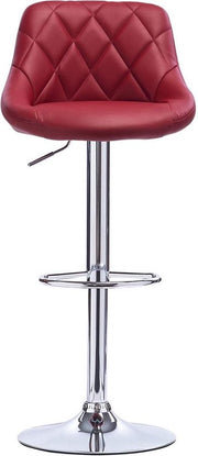 Designer Barkruk - Donkerrood Velvet - Verstelbaar - Rugleuning - Set van 2