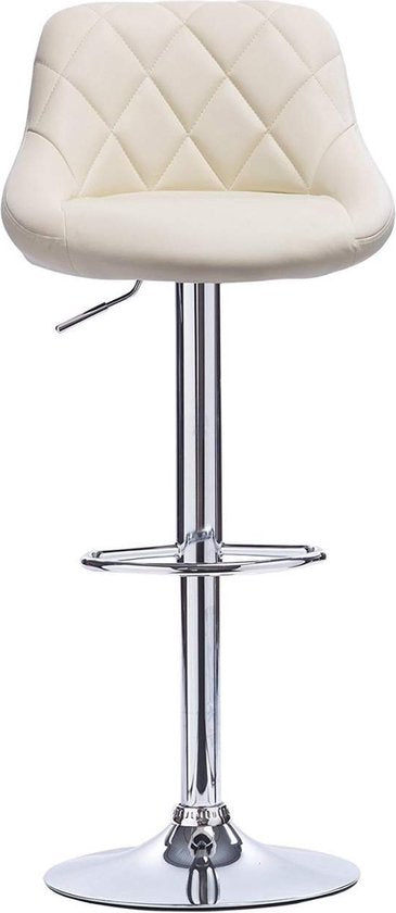 Designer Barkruk Memo - Met rugleuning - Stevig - Ergonomische barstoel - Zithoogte 60 - 82cm - Creme - Set van 2 - Keuken en bar - In hoogte verstelbaar