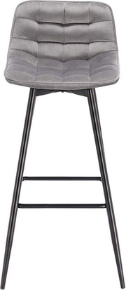 Barkruk Merdi Industrial - Lichtgrijs - Barkrukken set van 2 - Barstoel Kruk - Barstoelen met rugleuning - Keukenstoel - Velvet