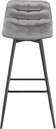 Barkrukken - Lichtgrijs - Set van 2 - Velvet Barstoelen met Rugleuning - Keukenstoelen