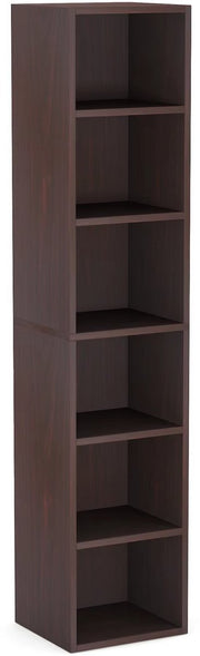 6-Lagen Hoek boekenkast - Boekenplank - Wandplank - Boekenrek - 30x30x180 cm - Voor Thuiskantoor en Kleine Ruimtes - Chocolade