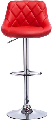Designer Barkruk Lerino - Met rugleuning - Stevig - Ergonomische barstoel - Zithoogte 60 - 82cm - Rood - Set van 1 - Keuken en bar - In hoogte verstelbaar