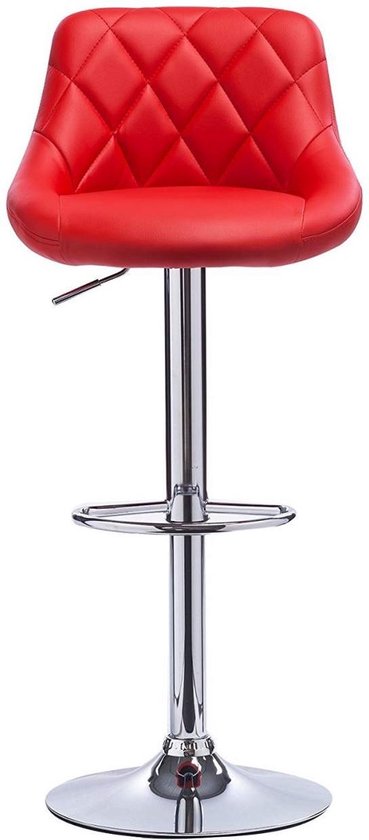 Designer Barkruk - Rood - Ergonomische Barstoel met Rugleuning - Verstelbare Zithoogte 60-82cm - Set van 2 - Voor Keuken en Bar
