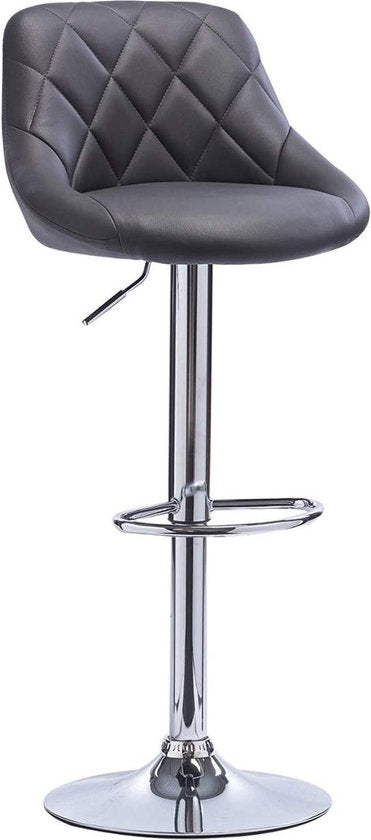 Designer Barkruk Daria - Met rugleuning - Stevig - Ergonomische barstoel - Zithoogte 60 - 82cm - Grijs - Set van 2 - Keuken en bar - In hoogte verstelbaar