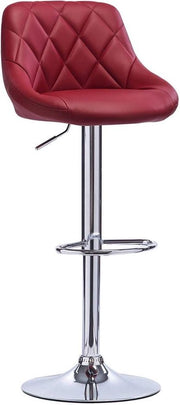 Designer Barkruk - Donkerrood Velvet - Verstelbaar - Rugleuning - Set van 2