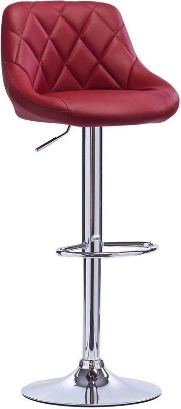 Designer Barkruk - Donkerrood Velvet - Verstelbaar - Rugleuning - Set van 2