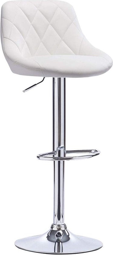Designer Barkruk Lica - Met rugleuning - Stevig - Ergonomische barstoel - Zithoogte 60 - 82cm - Wit - Set van 2 - Keuken en bar - In hoogte verstelbaar