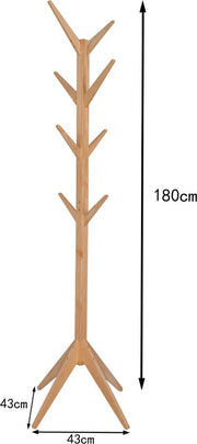 Happyment Luxe Staande kapstok - 8 haken - Kapstok staand - Premium hout - 180cm - Bruin